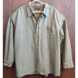 Richard Malcolm Irish Linen Button Long Sleeve Olive Green Shirt Womens 2X